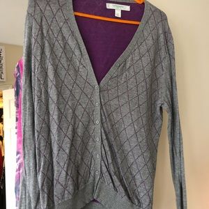 L LizClaiborne purple and grey golf sweater